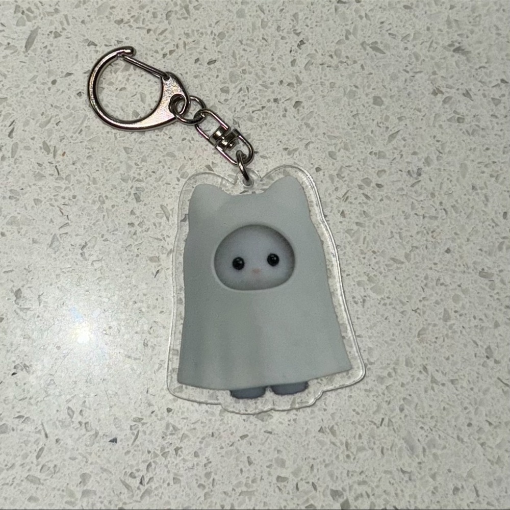 Calico Critter Cat Ghost Keychain